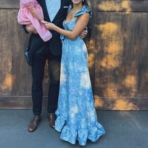 V. Chapman Veronica Corset Ruffle Side-Slit Dress